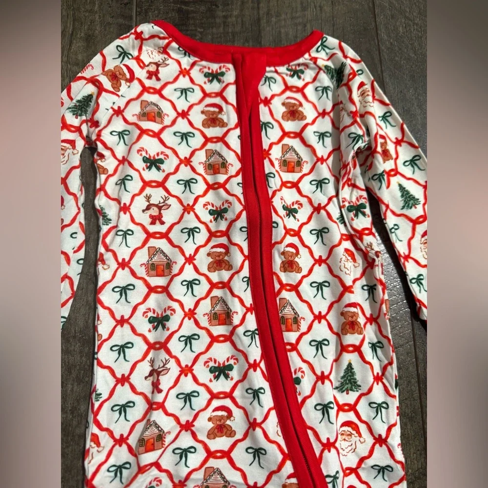 Bamboo Baby Sleepie Zippy Bow Christmas Print 3-6 month Red
